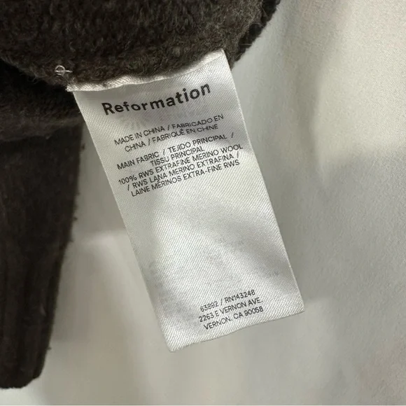 Reformation Mer 100% Merino Wool Knit Sweater in Cocoa Brown - Picture 11 of 12